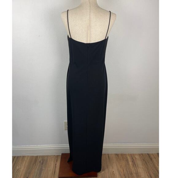 Vintage Y2K Black Silver Glitter Floral Thin Strap Maxi Pencil Dress Size 8 Prom - Picture 2 of 15